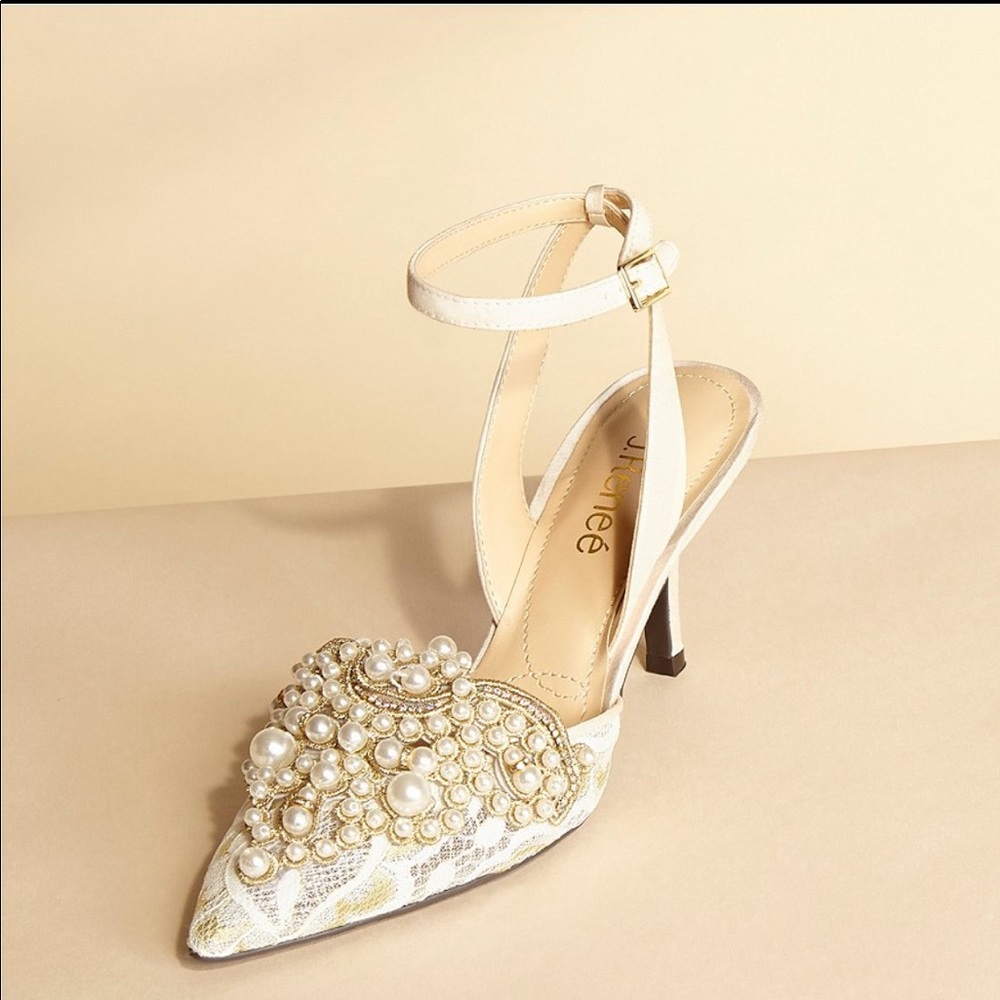 J Reneé Desdemona pearl ankle strap pumps